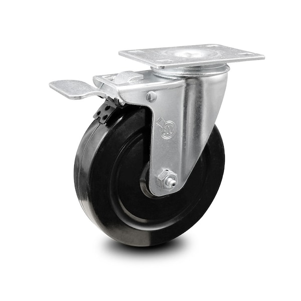 5 Inch Hard Rubber Wheel Swivel Top Plate Caster with Total Lock Brake SCC